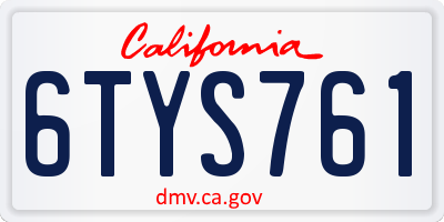 CA license plate 6TYS761