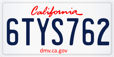 CA license plate 6TYS762