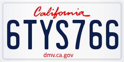 CA license plate 6TYS766