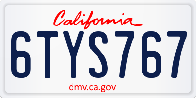 CA license plate 6TYS767