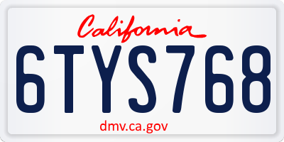 CA license plate 6TYS768