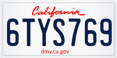 CA license plate 6TYS769