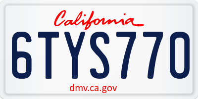 CA license plate 6TYS770
