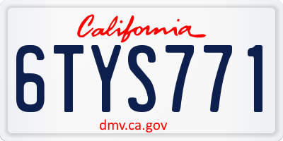 CA license plate 6TYS771