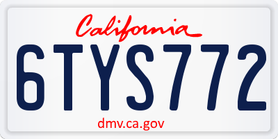 CA license plate 6TYS772