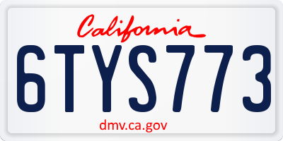 CA license plate 6TYS773