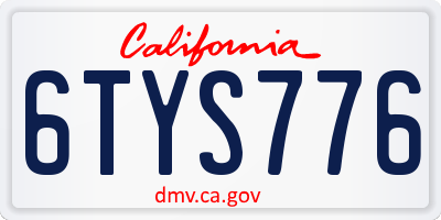CA license plate 6TYS776