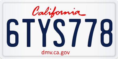 CA license plate 6TYS778