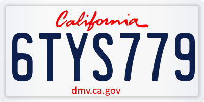 CA license plate 6TYS779