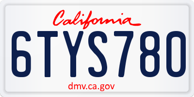 CA license plate 6TYS780