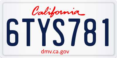 CA license plate 6TYS781