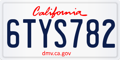 CA license plate 6TYS782