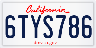 CA license plate 6TYS786