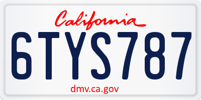 CA license plate 6TYS787