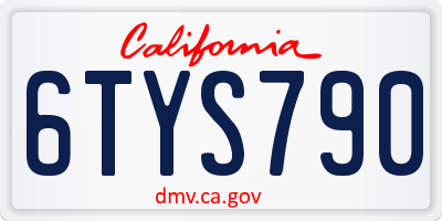 CA license plate 6TYS790