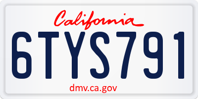 CA license plate 6TYS791