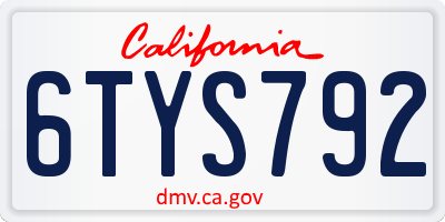 CA license plate 6TYS792