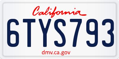 CA license plate 6TYS793