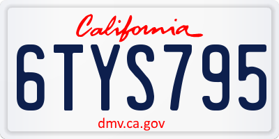 CA license plate 6TYS795