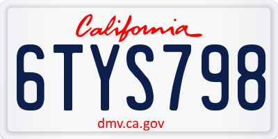 CA license plate 6TYS798