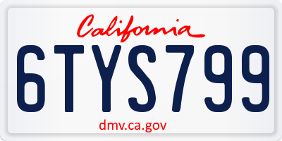 CA license plate 6TYS799