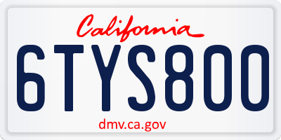 CA license plate 6TYS800