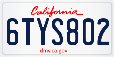 CA license plate 6TYS802