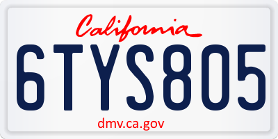 CA license plate 6TYS805