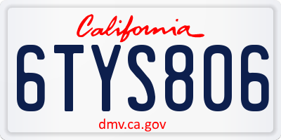 CA license plate 6TYS806