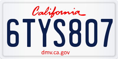 CA license plate 6TYS807