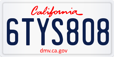 CA license plate 6TYS808
