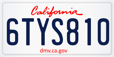 CA license plate 6TYS810
