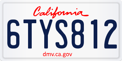 CA license plate 6TYS812