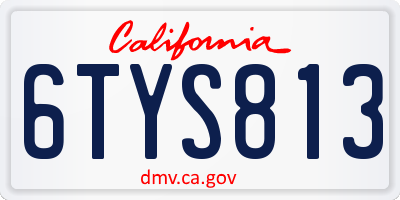 CA license plate 6TYS813