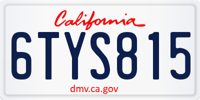 CA license plate 6TYS815