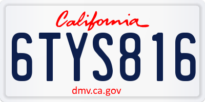 CA license plate 6TYS816
