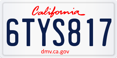 CA license plate 6TYS817