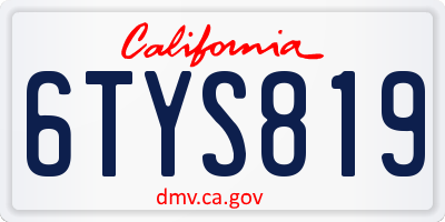 CA license plate 6TYS819