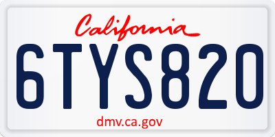 CA license plate 6TYS820