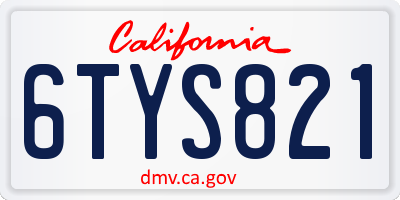 CA license plate 6TYS821