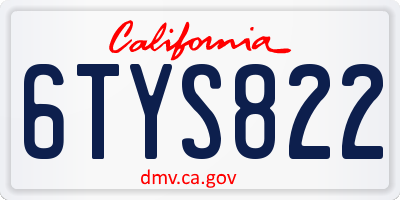 CA license plate 6TYS822