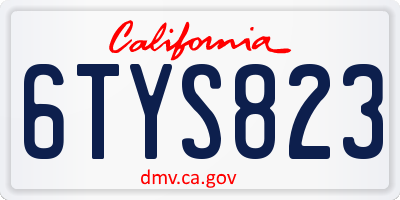 CA license plate 6TYS823