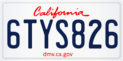 CA license plate 6TYS826