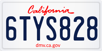 CA license plate 6TYS828