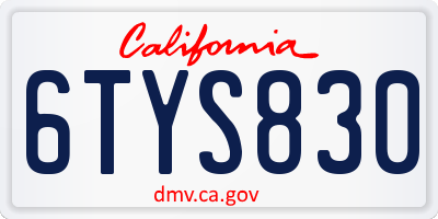 CA license plate 6TYS830