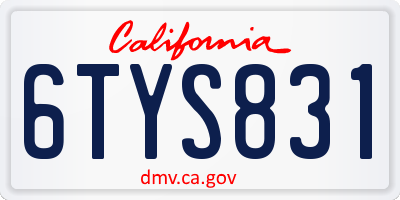 CA license plate 6TYS831