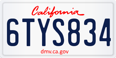 CA license plate 6TYS834