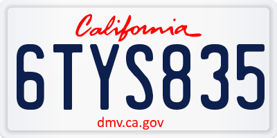 CA license plate 6TYS835