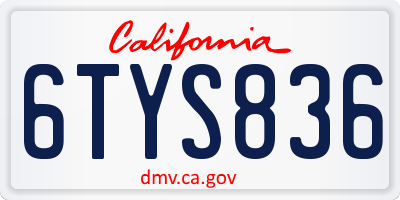 CA license plate 6TYS836