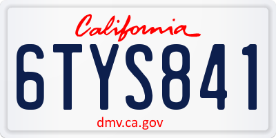 CA license plate 6TYS841